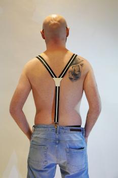 „Suspenders Old School – Y-Hosenträger aus Latex mit Metallclip in 0,6 mm Stärke“
